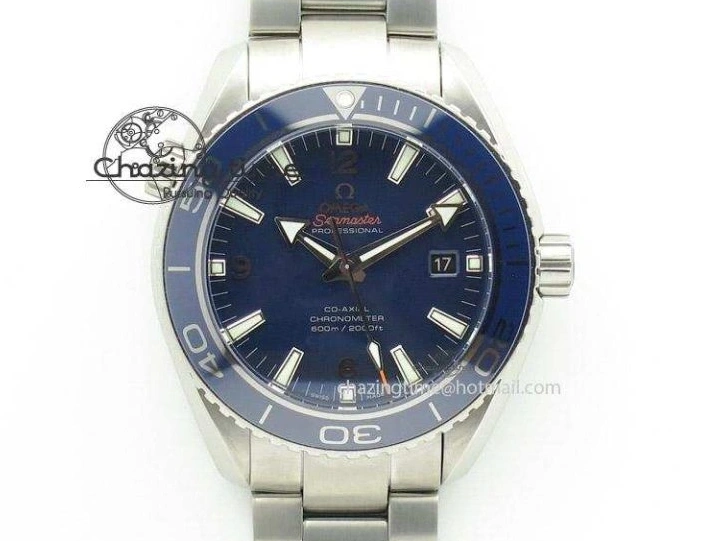 0320 Planet Ocean 2016 43.5mm SS OM 1:1 Best Edition Blue Dial On Blue Leather Strap A Sophisticated 8165